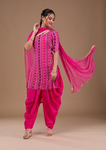 Pink - Plain - Salwar Kameez: Buy Designer Indian Suits for Women Online |  Utsav Fashion